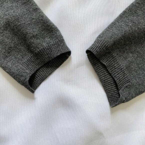 ZADIG & VOLTAIRE TRANE LC WOOL CASHMERE LEATHER GREY KNIT CARDIGAN - M - Picture 9 of 11